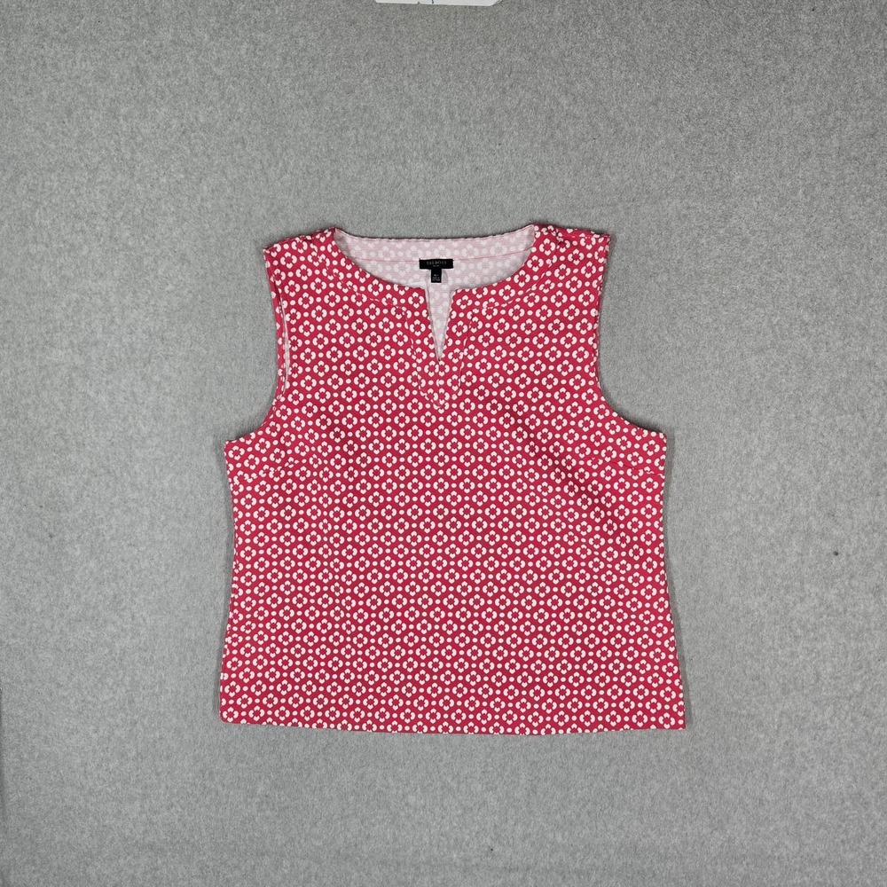 Talbots‎ Women Tank XL Petite Pink Floral Sleeveless V Neck Pullover Casual